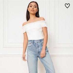 Revolve About Us caitlyn strapless frill top white